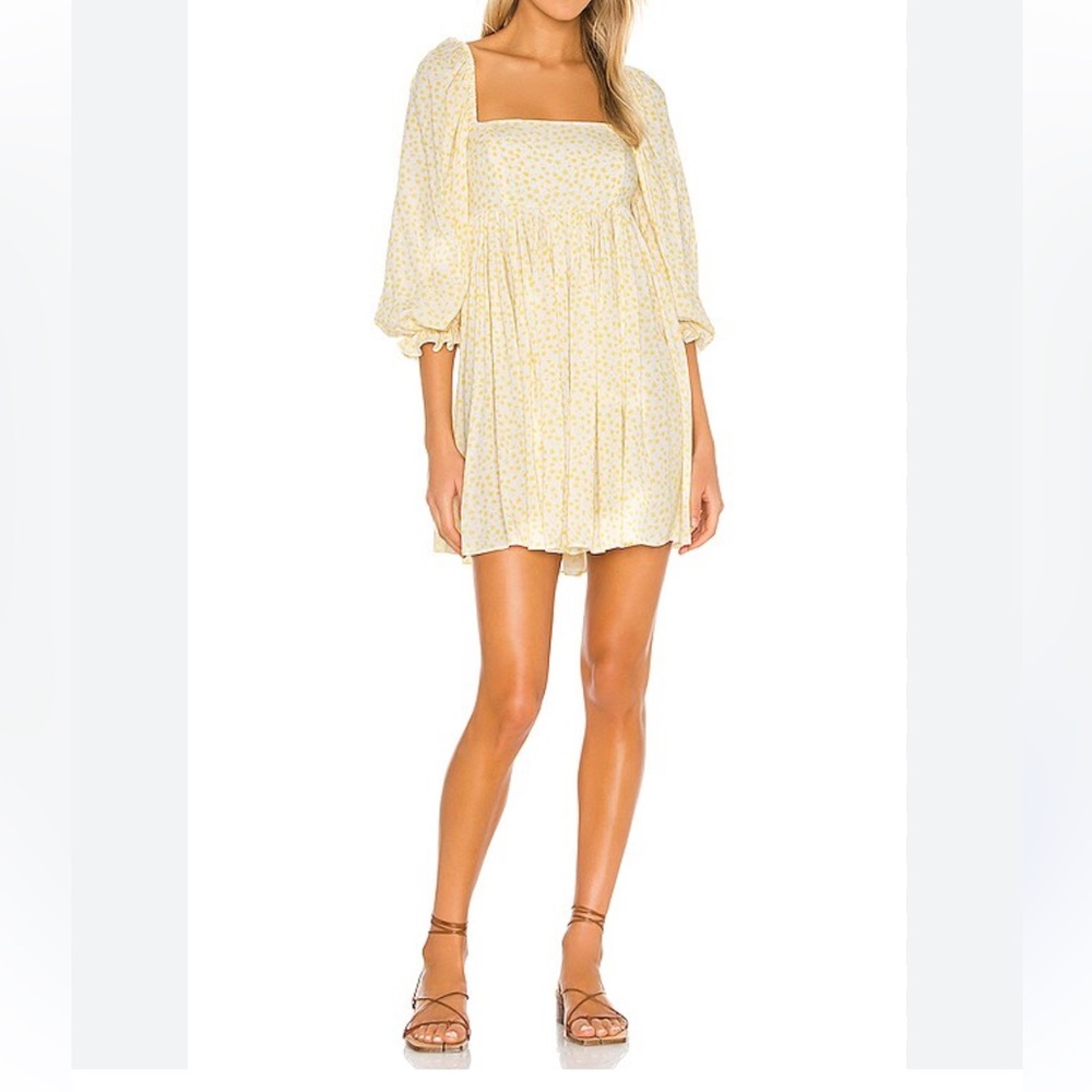 Selkie Yellow Puff Sleeve Dress in Buttercup Size XS